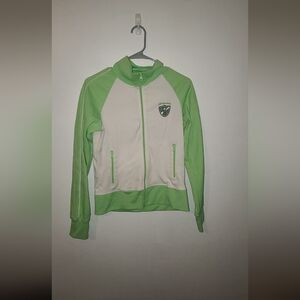 Vintage Aeropostale Varsity Zip Up Lime Green & White